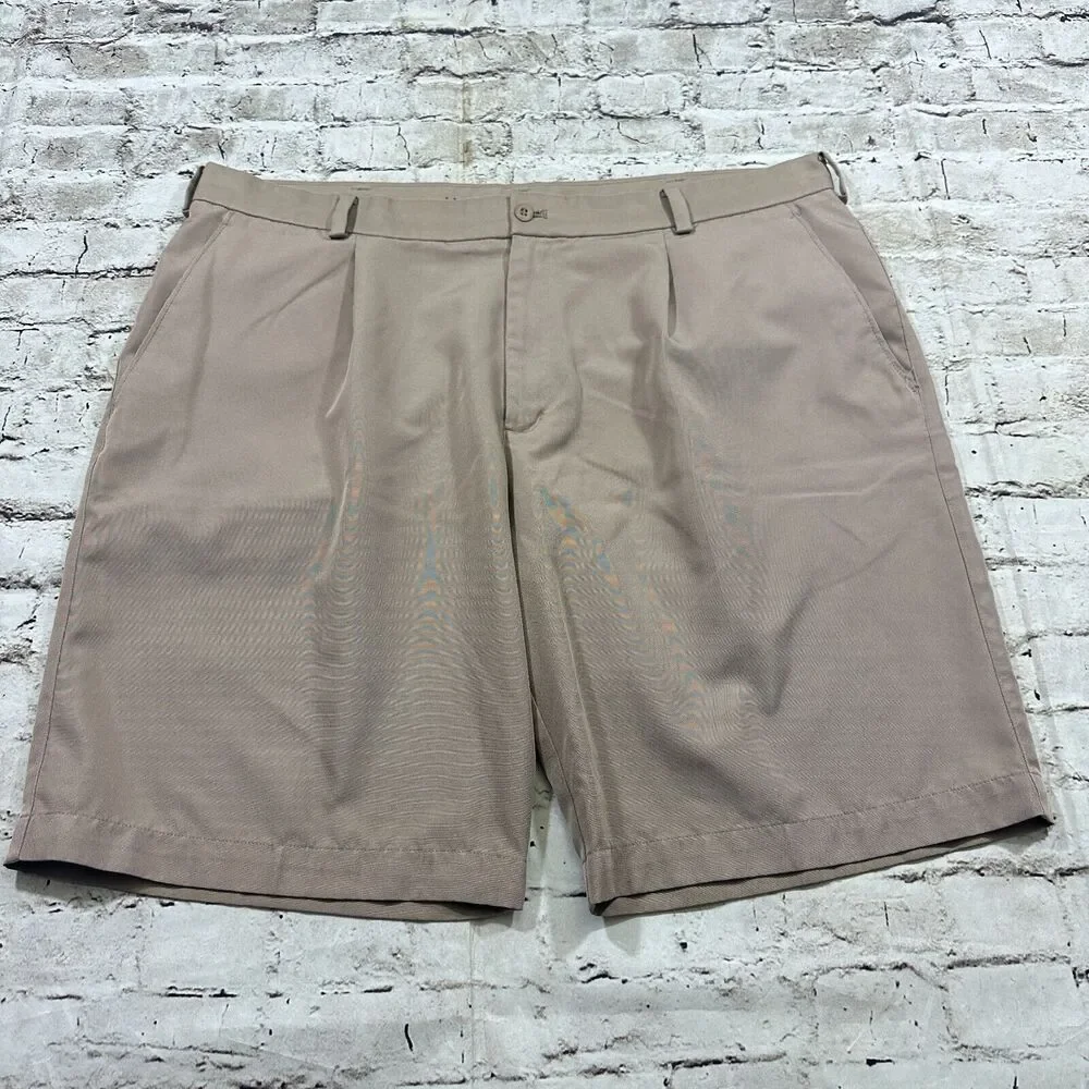 Nike Golf Shorts‎ Men's Sz.40 Beige Pleated Chino 5-pocket Active